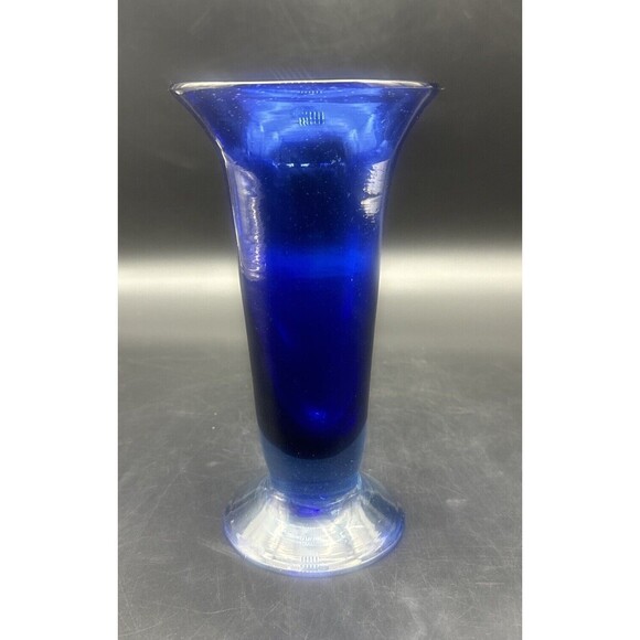 Crate & Barrel Mexico COBALT BLUE Blown Art Glass Vase 8” - Picture 1 of 6